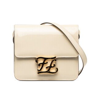 FENDI White Leather Shoulder Bag